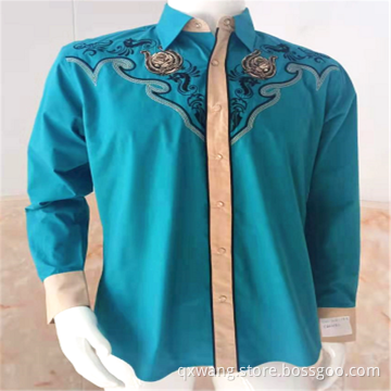 Breathable CVC 60/40 Embroidery Long-sleeve Men's Shirts